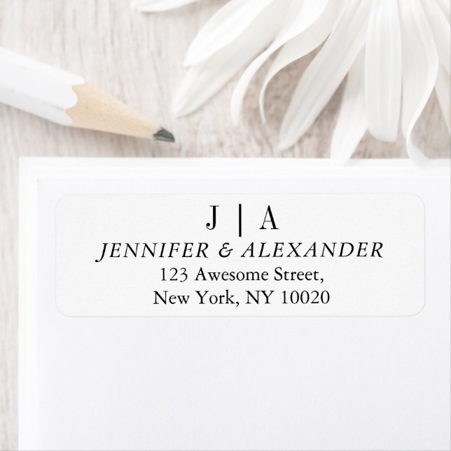 Etiqueta Nome Do Casal Simples, Preto E Monograma Branco (Insitu)