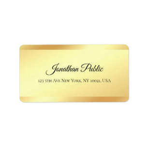 Etiqueta Nome do Script Manuscrito Dourado Faux