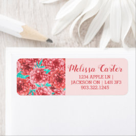 Etiqueta Nome e Padrão Floral Coral