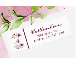 Etiqueta Nome Floral e Rótulo de Endereço de Retorno do Mon