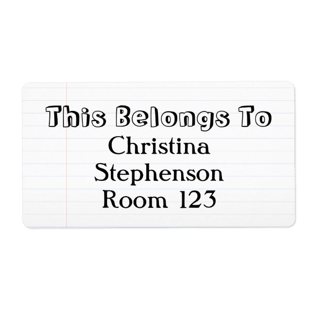 Etiqueta Nome Personalizado Grande Cartaz/Escola (Frente)