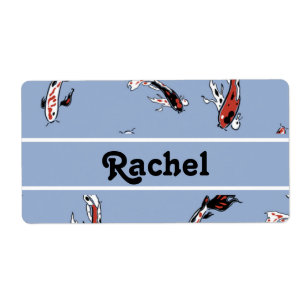 Etiqueta Nome personalizado koi fish blue