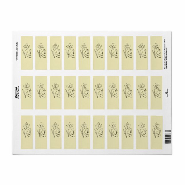 Etiqueta Nome personalizado March daffodil Birth Flower (Toda a folha)