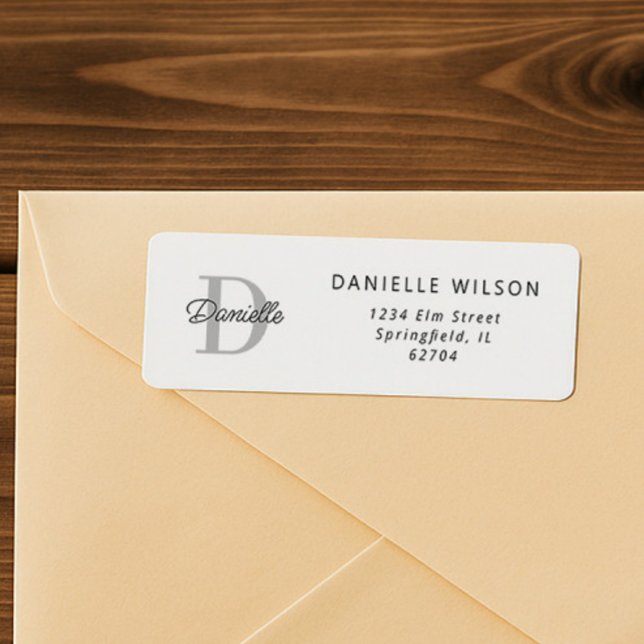 Etiqueta Nome Personalizado Mínimo Elegante Monograma Simpl (Criador carregado)