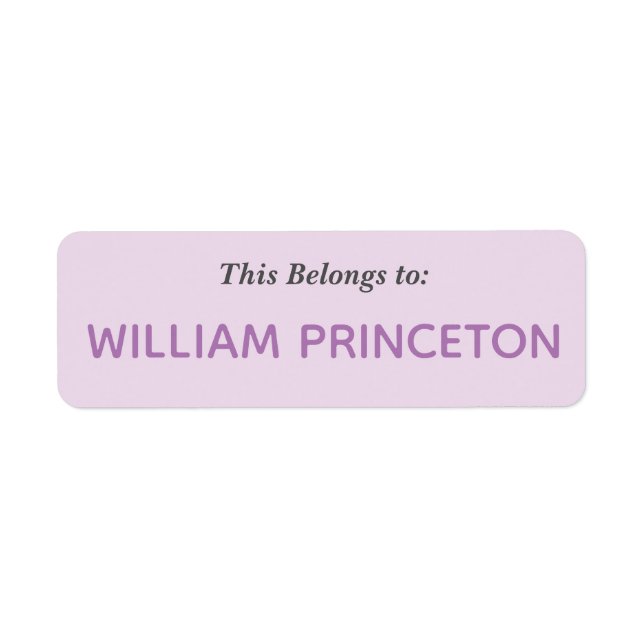 Etiqueta Nome Rótulos Roxos (Frente)