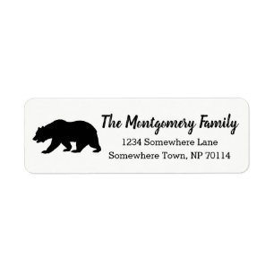 Etiqueta Nome rústico moderno de urso preto & de família