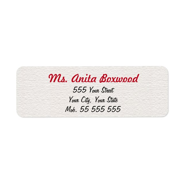 Etiqueta Nome vermelho de estrutura branca simples (Frente)