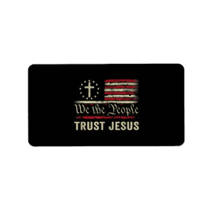 Etiqueta Nós, as Pessoas, confiamos em Jesus - EUA, bandeir