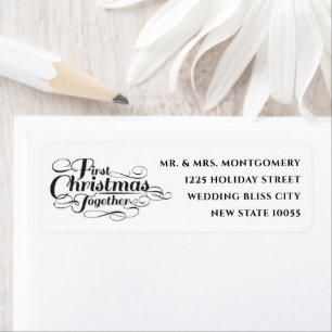 Etiqueta Nosso Primeiro Natal Juntos Endereço de Script Pr