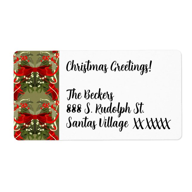 Etiqueta Nostalgic Mistletoe Holly Christmas (Frente)