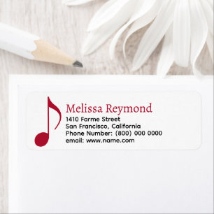Etiqueta Nota Musical Vermelha e Nome Musical