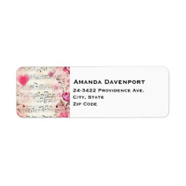 Etiqueta Notas Musicais e Rosas Vintage Design
