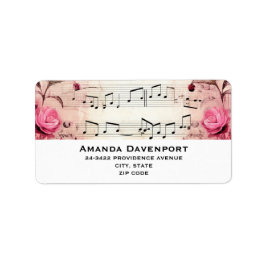 Etiqueta Notas Musicais e Rosas Vintage Design
