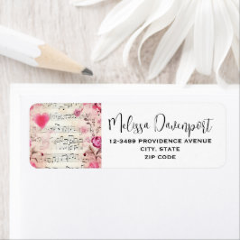 Etiqueta Notas Musicais e Rosas Vintage Design