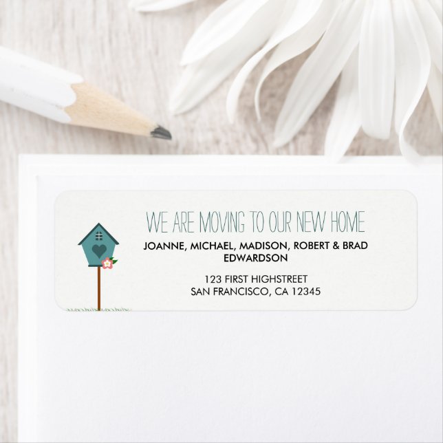 Etiqueta Nova casa moderna estamos mudando o endereço de re (Insitu)