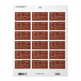 Etiqueta Nova Nutrição Tabular de Mel Fala Escuro-âmbar