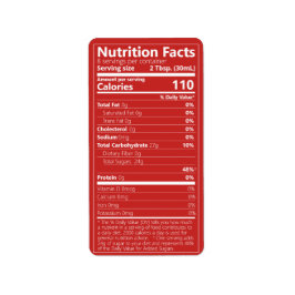 Etiqueta Novo Maple Syrup Nutrition Facts Red
