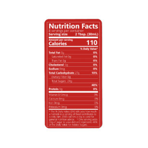 Etiqueta Novo Maple Syrup Nutrition Facts Red