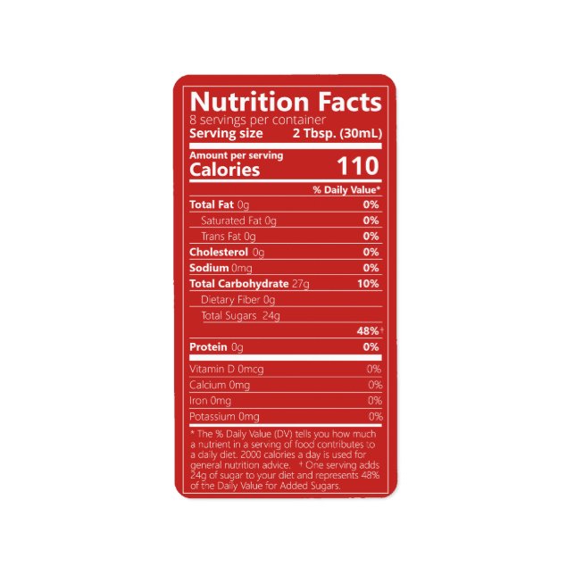 Etiqueta Novo Maple Syrup Nutrition Facts Red (Frente)