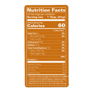 Etiqueta Novo produto âmbar com efeitos nutricionais de me