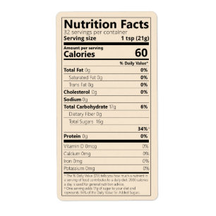 Etiqueta Novos Fatos Nutricionais do Açúcar Ingredientes ao