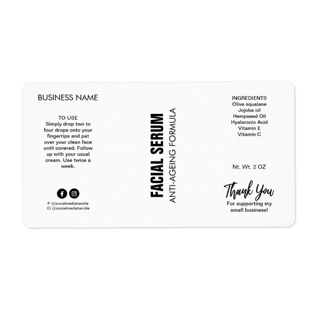 Etiqueta Novos Rótulos de Garrafa Branca Modernos (Frente)