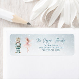 Etiqueta Nutcracker Ballerina Endereço de volta de Natal