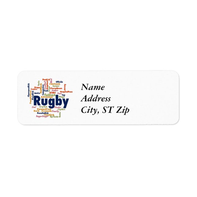 Etiqueta Nuvem de Rugby Word (Frente)