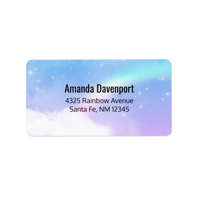 Etiqueta Nuvens de Pastel mágicas e arco-íris (Frente)