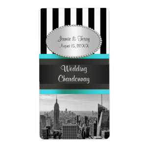 Etiqueta NY City Skyline BW Strik Teal P Party