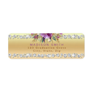 Etiqueta O brilho roxo chique floresce os diamantes