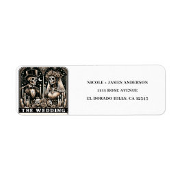Etiqueta O CASAMENTO Esqueletos de Tarot Noiva e Noivo Casa