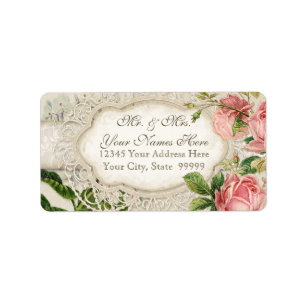 Etiqueta O chá moderno do laço do vintage manchou rosas d
