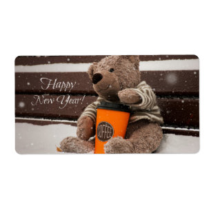 Etiqueta O feliz ano novo. Urso de ursinho