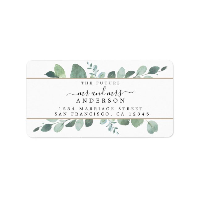 Etiqueta O futuro Sr. Greenery Wedding Endereço de Regresso (Frente)