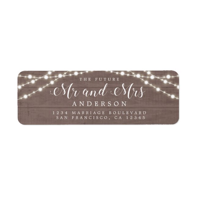 Etiqueta O futuro Sr. Rustic Lights Endereço de Regresso de (Frente)
