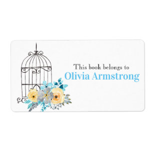 Etiqueta O Livro Personalizado De Birdcage Floral Pertence