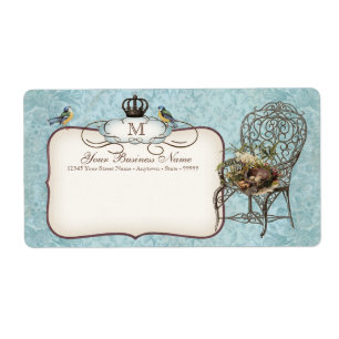 Etiqueta O ninho dos pássaros do vintage na cadeira,