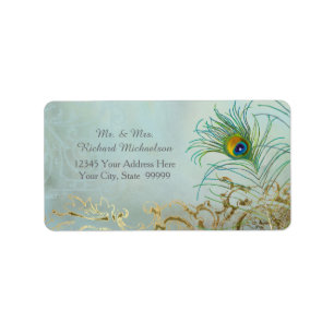 Etiqueta O pavão elegante personalizado do endereço