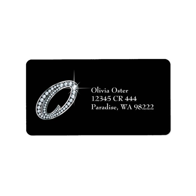 Etiqueta O Script Faux-"Diamond Bling" (Frente)