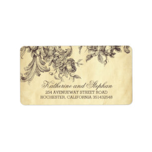 Etiqueta O vintage gasto e o chique florescem o casamento