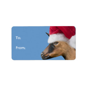 Etiqueta Oberhasli Goat Papais noeis de Goat no Natal Tag