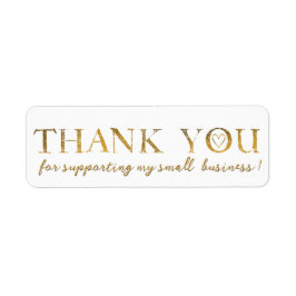 Etiqueta Obrigado, Dourado Corações, Faux Gold Foil Obrigad