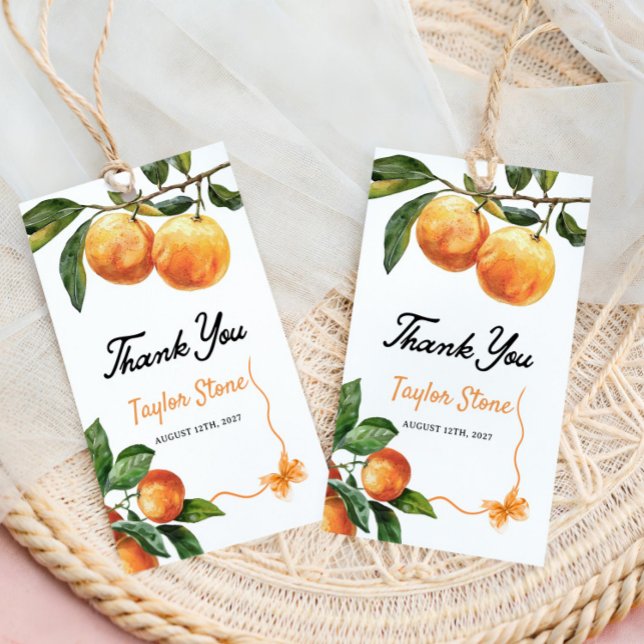 Etiqueta Obrigado | Etiqueta de presentes laranja  (Criador carregado)