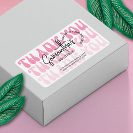 Etiqueta Obrigado moderno pela compra do envio rosa retrô