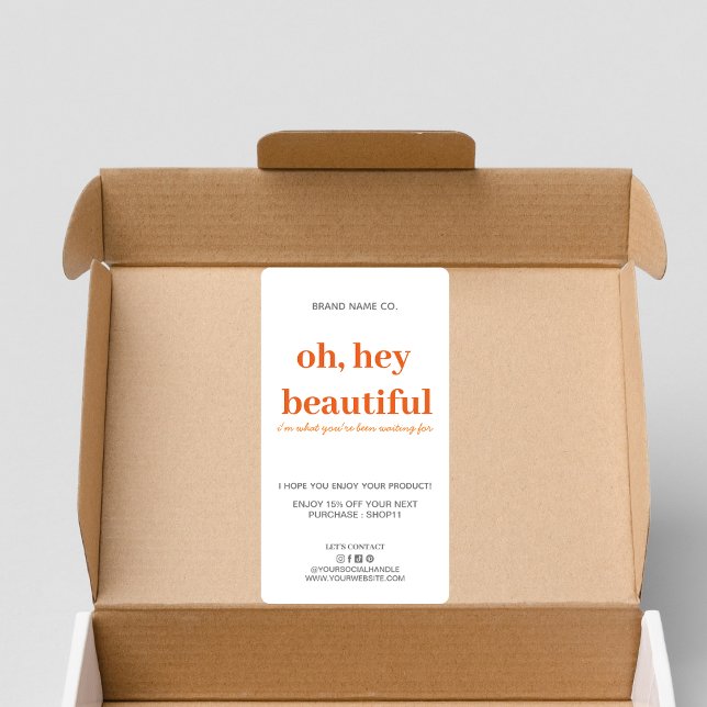 Etiqueta Obrigado pelo pedido 70 | Laranja e Cinza (Criador carregado)