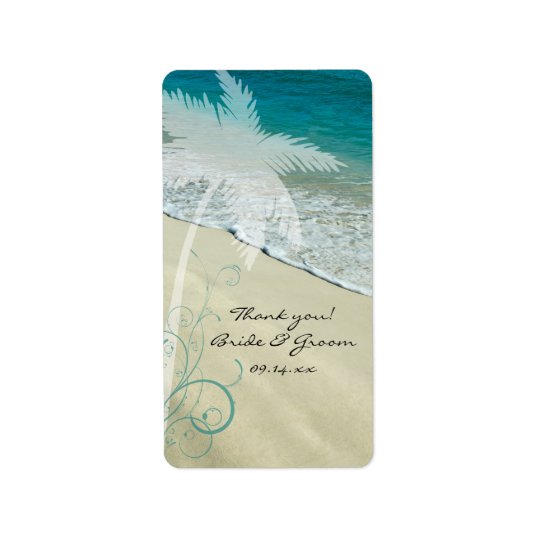Etiqueta Obrigado tropical do casamento de praia você