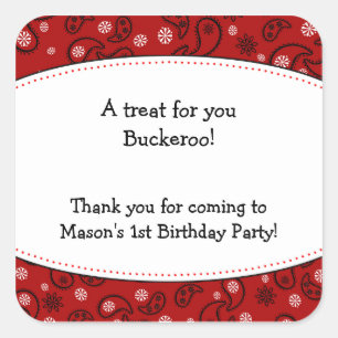 Etiqueta ocidental do vaqueiro vermelho da