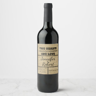 Etiqueta ocidental do vinho do casamento de