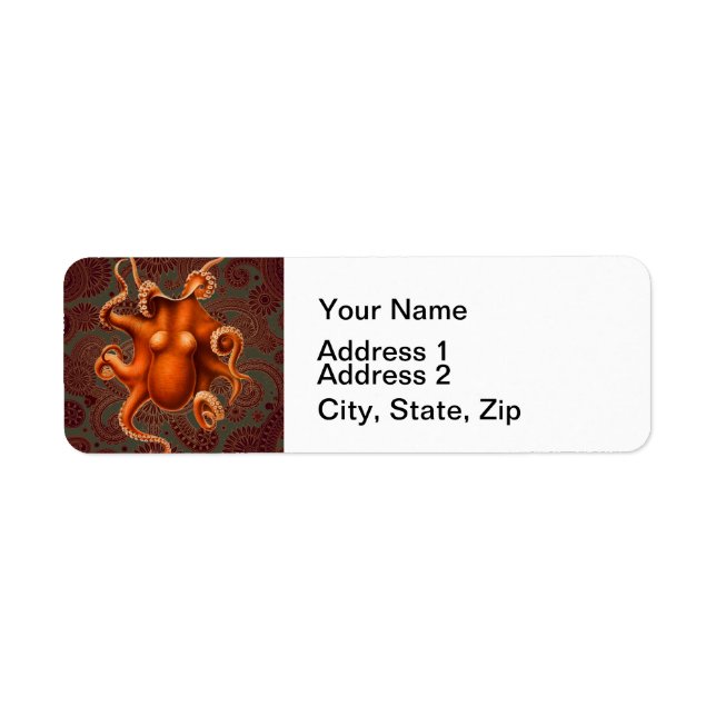 Etiqueta Octopus Sea Monster Cephalapod Vintage (Frente)